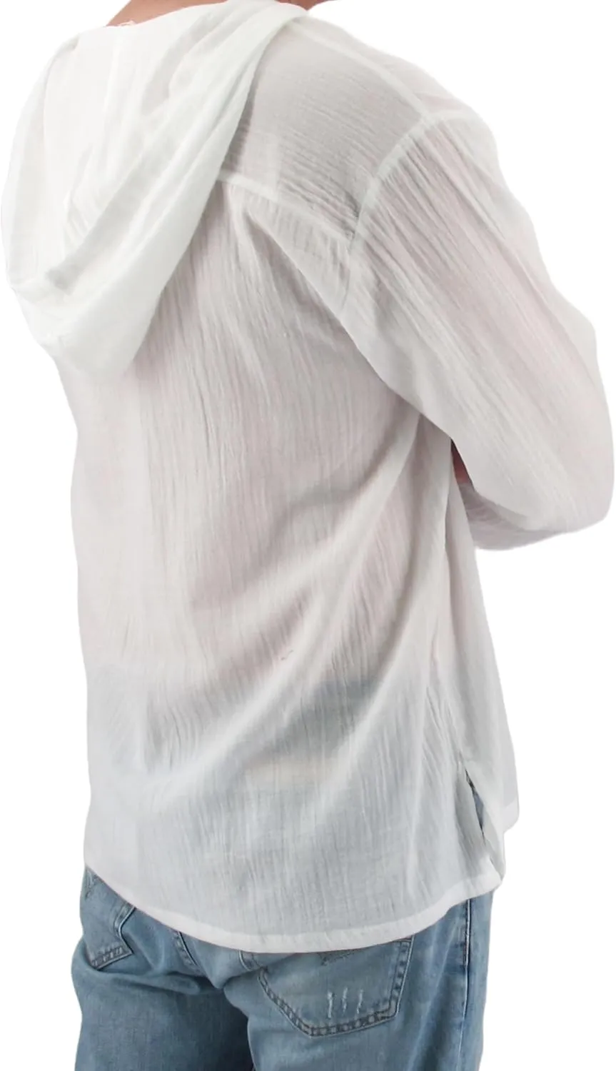 Men's Hoodie Hippie Shirts Beach 100% Soft Cotton Top Yoga Shirt Boho