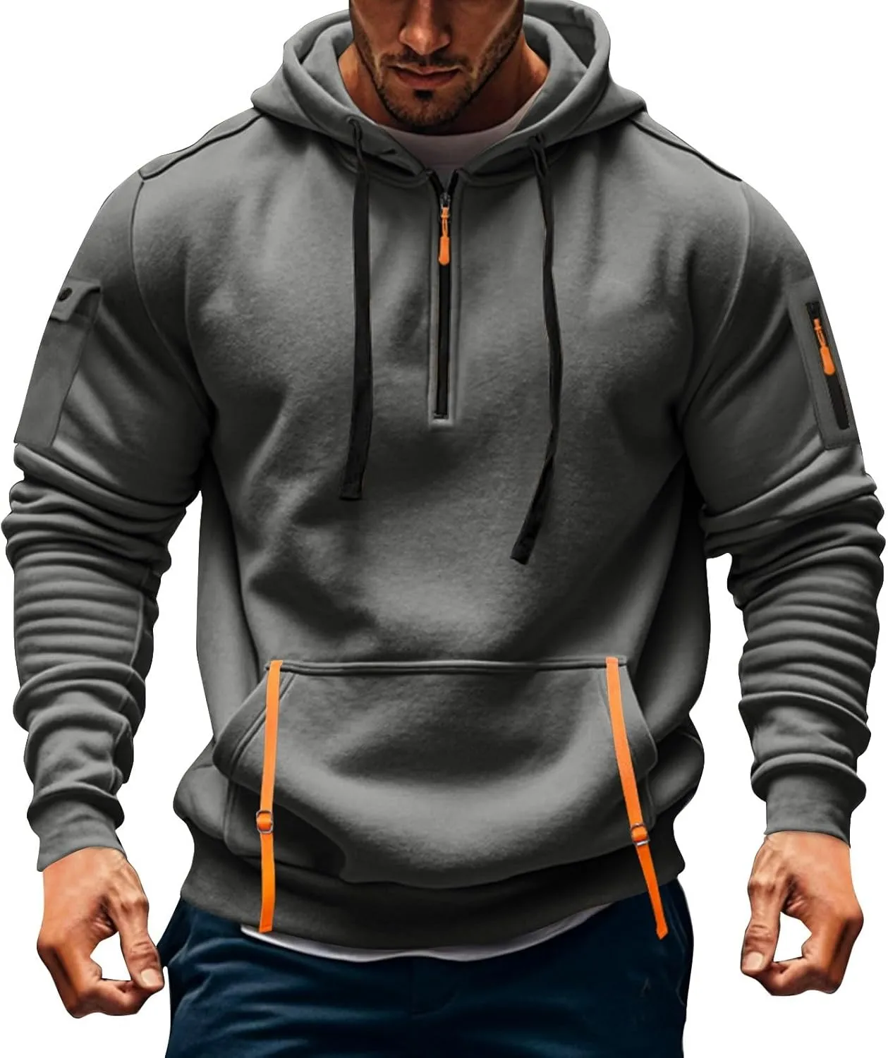 Men's Hoodies Stylish Fall Trendy Long Sleeve Lightweight Drawstring Hoodies Outerwear Fashion Soft Sweatshirt