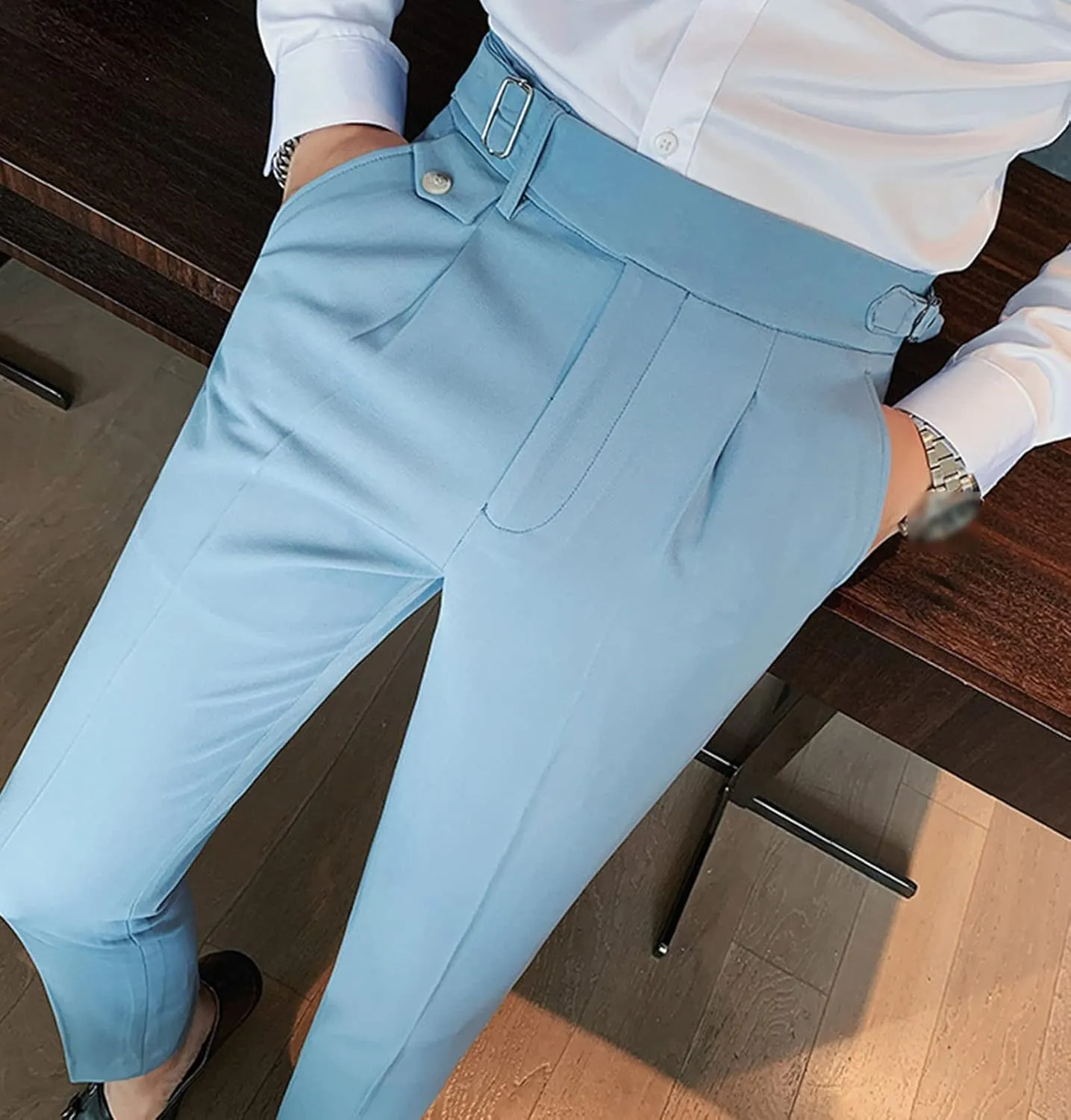 Men'S Modern Wrinkle Resistant Chino Pants Slim Fit Flat Front Traveler Pant Skinny Fit Business Dress Pants