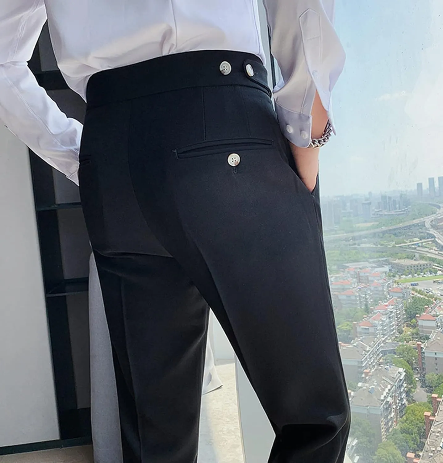 Men'S Modern Wrinkle Resistant Chino Pants Slim Fit Flat Front Traveler Pant Skinny Fit Business Dress Pants