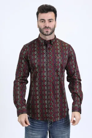 Mens Satin Cotton Modern Fit Navy Long Sleeve Black Shirt