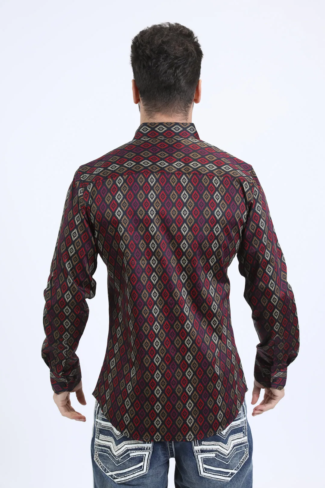 Mens Satin Cotton Modern Fit Navy Long Sleeve Black Shirt