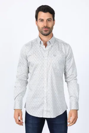 Mens Satin Cotton Modern Fit White Long Sleeve Shirt