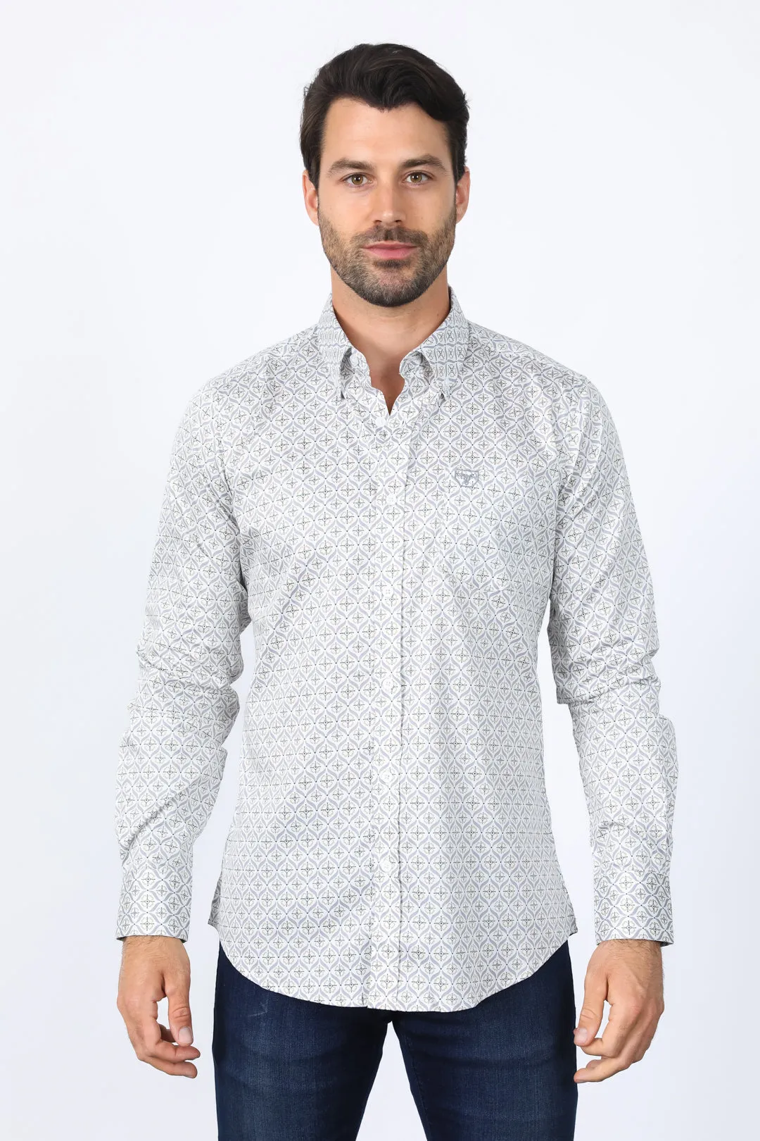 Mens Satin Cotton Modern Fit White Long Sleeve Shirt