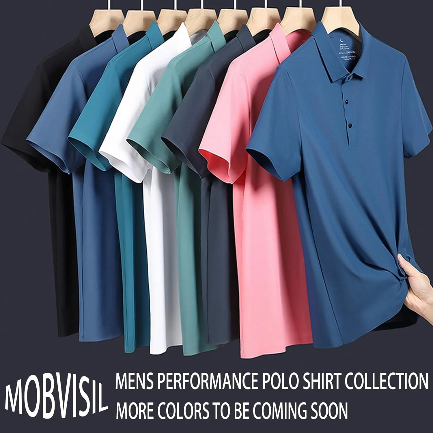 Men's Seamless Polo Shirt Slim Fit Collared Short Sleeve Cool Skin-Friendly Quick-Drying for Casual Work