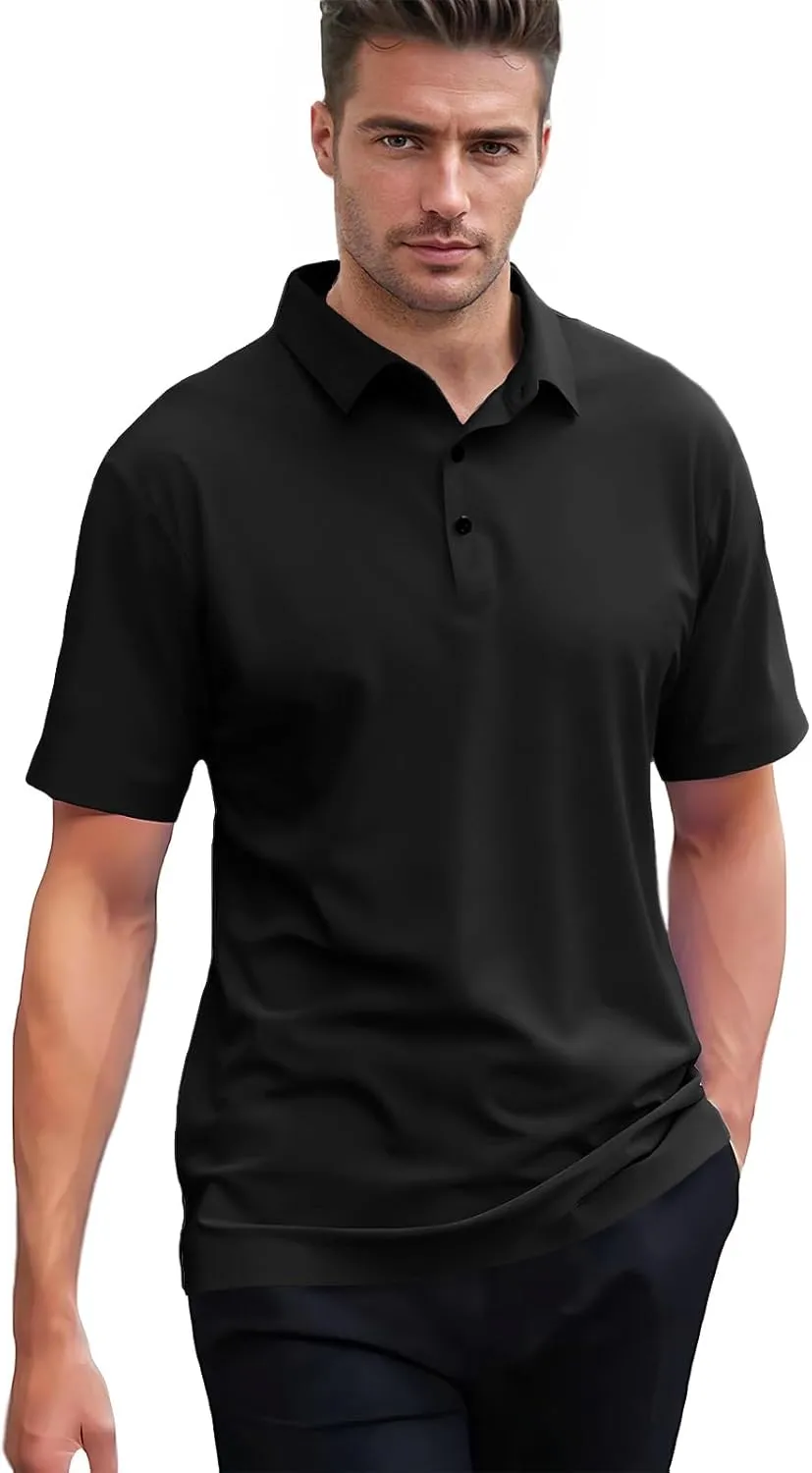 Men's Seamless Polo Shirt Slim Fit Collared Short Sleeve Cool Skin-Friendly Quick-Drying for Casual Work