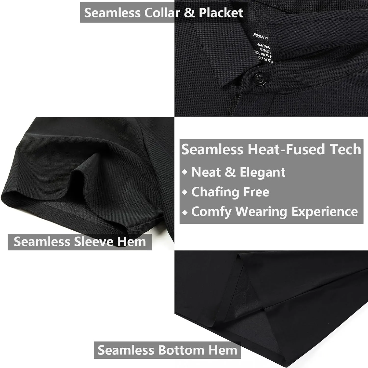 Men's Seamless Polo Shirt Slim Fit Collared Short Sleeve Cool Skin-Friendly Quick-Drying for Casual Work