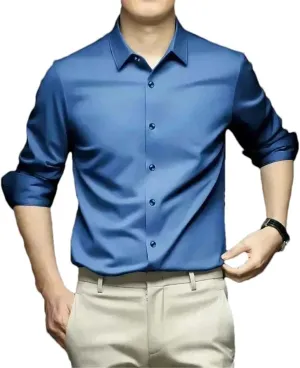 Men's Shirt Long Sleeve Non Iron Wrinkle Resistant Business Dress Professional Casual Suit White Shirt
