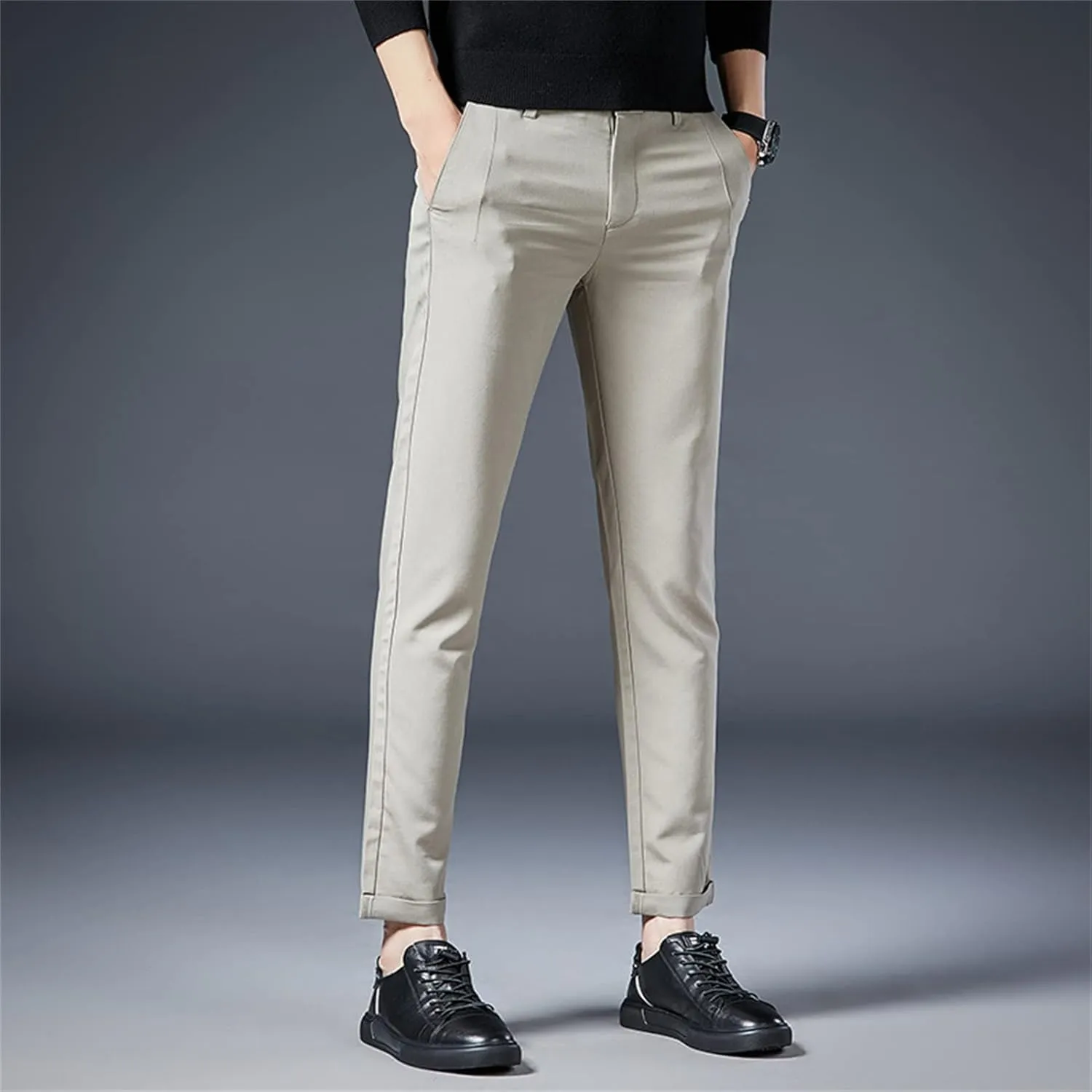 Men'S Slim Fit Flex Flat Front Pant Classic-Fit Wrinkle-Resistant Flat-Front Chino Pant Straight Casual Pants