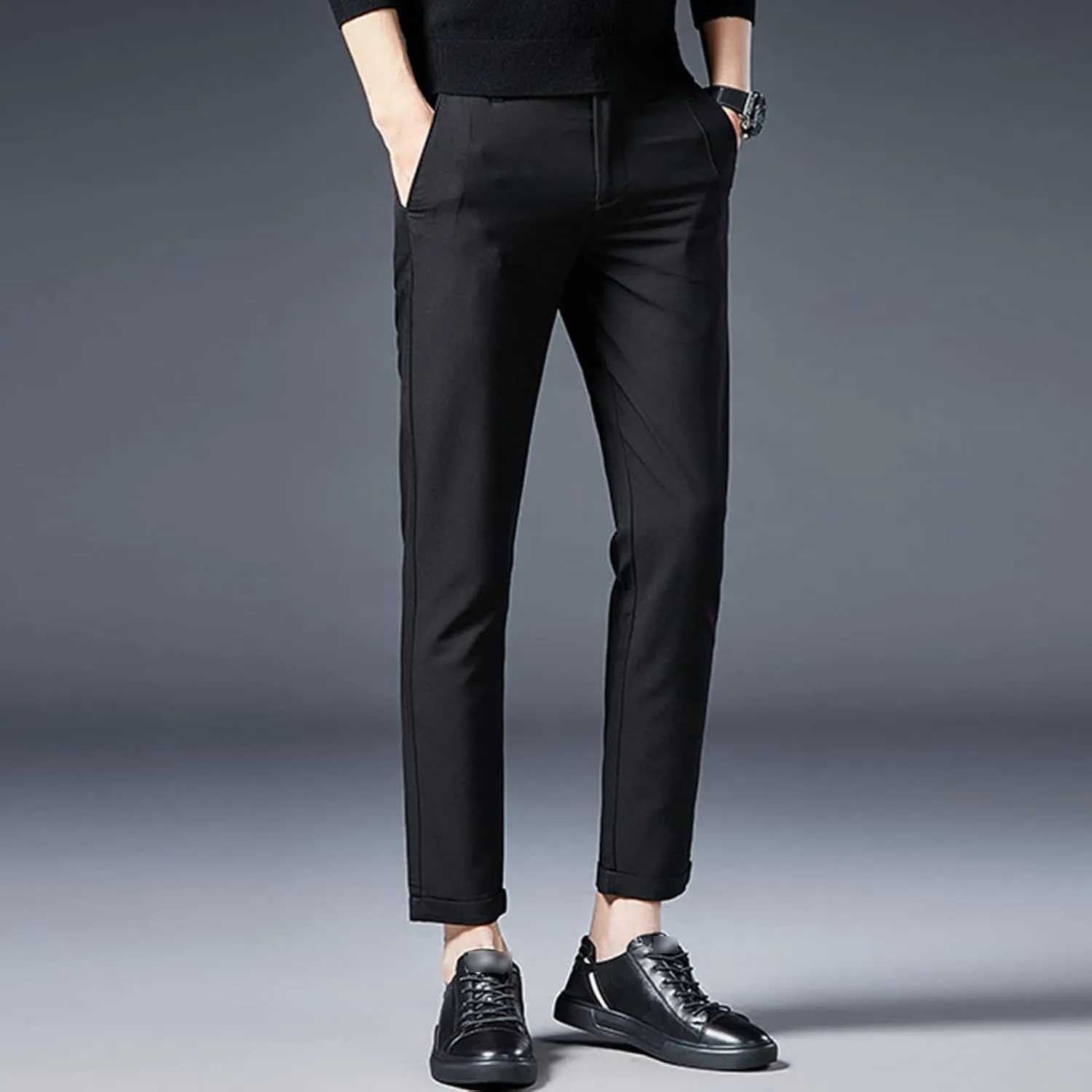 Men'S Slim Fit Flex Flat Front Pant Classic-Fit Wrinkle-Resistant Flat-Front Chino Pant Straight Casual Pants