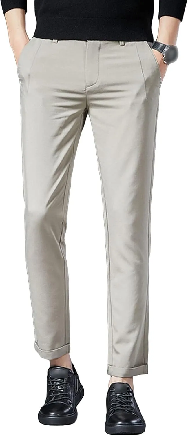 Men'S Slim Fit Flex Flat Front Pant Classic-Fit Wrinkle-Resistant Flat-Front Chino Pant Straight Casual Pants