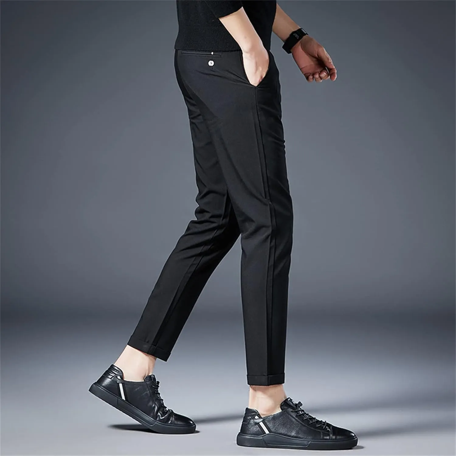 Men'S Slim Fit Flex Flat Front Pant Classic-Fit Wrinkle-Resistant Flat-Front Chino Pant Straight Casual Pants