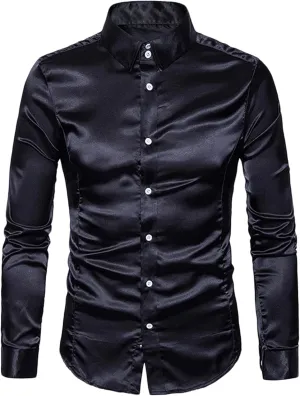 Men's Slim Fit Formal Long Sleeve Casual Business Party Dress Shirts Wrinkle Resistant Shirt Presenter's Top