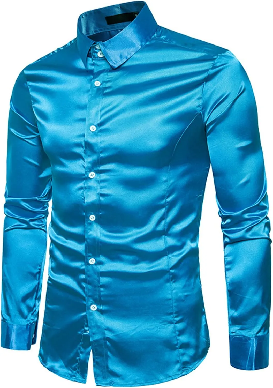 Men's Slim Fit Formal Long Sleeve Casual Business Party Dress Shirts Wrinkle Resistant Shirt Presenter's Top