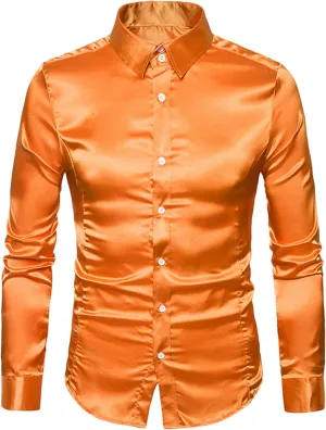 Men's Slim Fit Formal Long Sleeve Casual Business Party Dress Shirts Wrinkle Resistant Shirt Presenter's Top