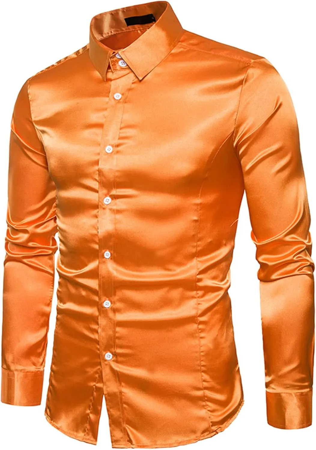 Men's Slim Fit Formal Long Sleeve Casual Business Party Dress Shirts Wrinkle Resistant Shirt Presenter's Top