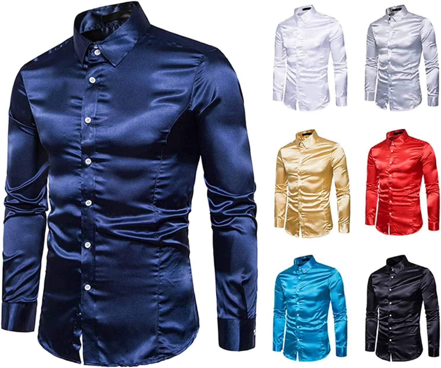 Men's Slim Fit Formal Long Sleeve Casual Business Party Dress Shirts Wrinkle Resistant Shirt Presenter's Top