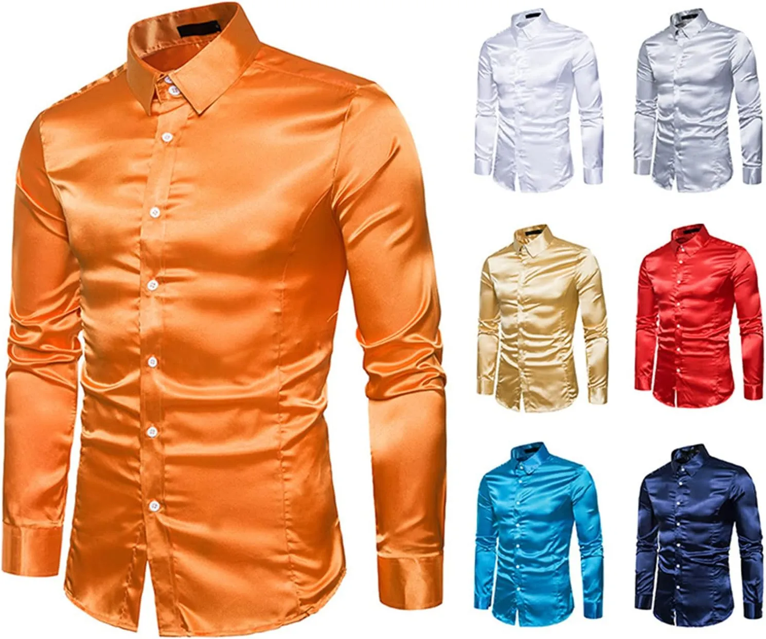 Men's Slim Fit Formal Long Sleeve Casual Business Party Dress Shirts Wrinkle Resistant Shirt Presenter's Top