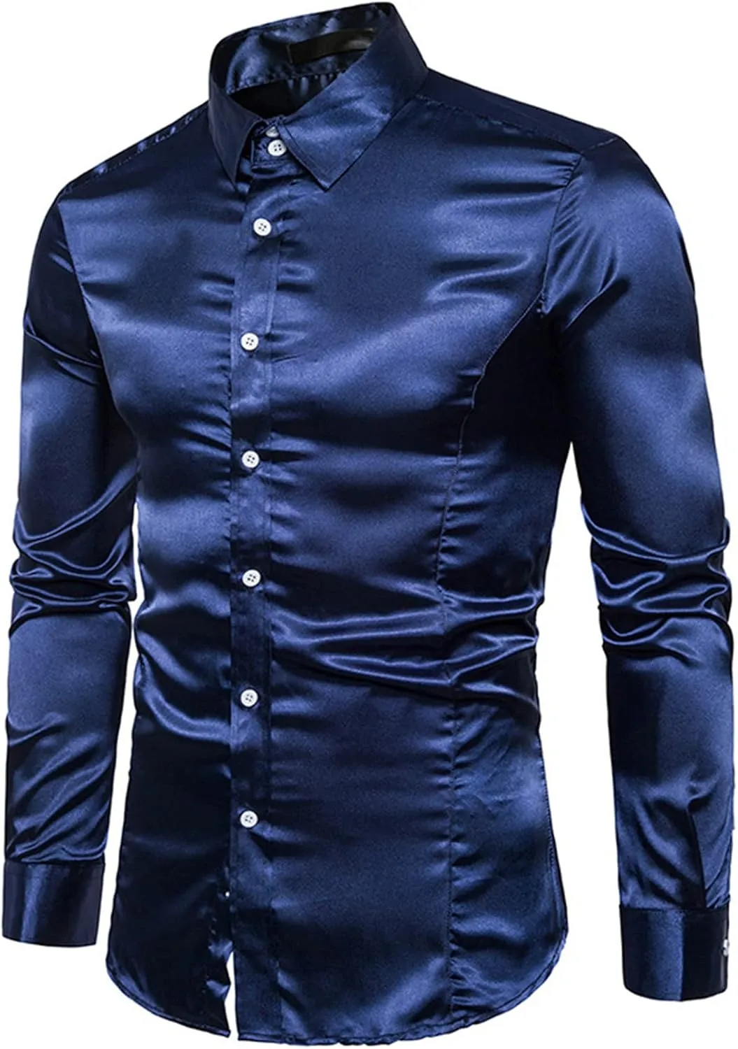 Men's Slim Fit Formal Long Sleeve Casual Business Party Dress Shirts Wrinkle Resistant Shirt Presenter's Top