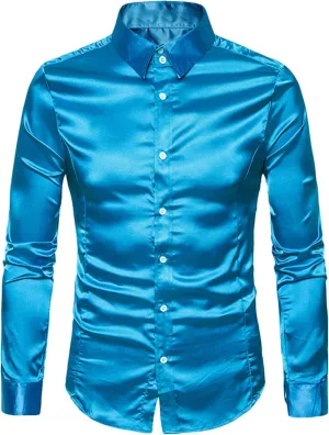 Men's Slim Fit Formal Long Sleeve Casual Business Party Dress Shirts Wrinkle Resistant Shirt Presenter's Top