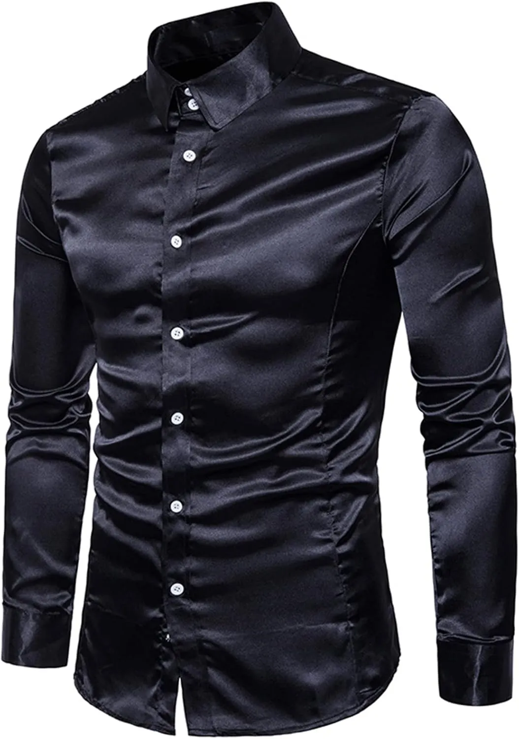 Men's Slim Fit Formal Long Sleeve Casual Business Party Dress Shirts Wrinkle Resistant Shirt Presenter's Top