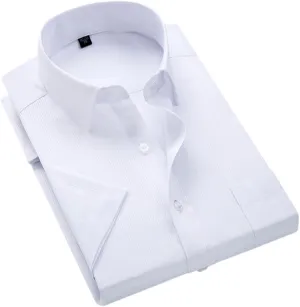 Men's Solid Color Striped Dress Shirt Single Breasted Lapel Wrinkle Resistant Shirt D08-7 8XL