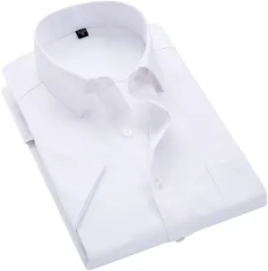 Men's Solid Color Striped Dress Shirt Single Breasted Lapel Wrinkle Resistant Shirt D08-9 4XL