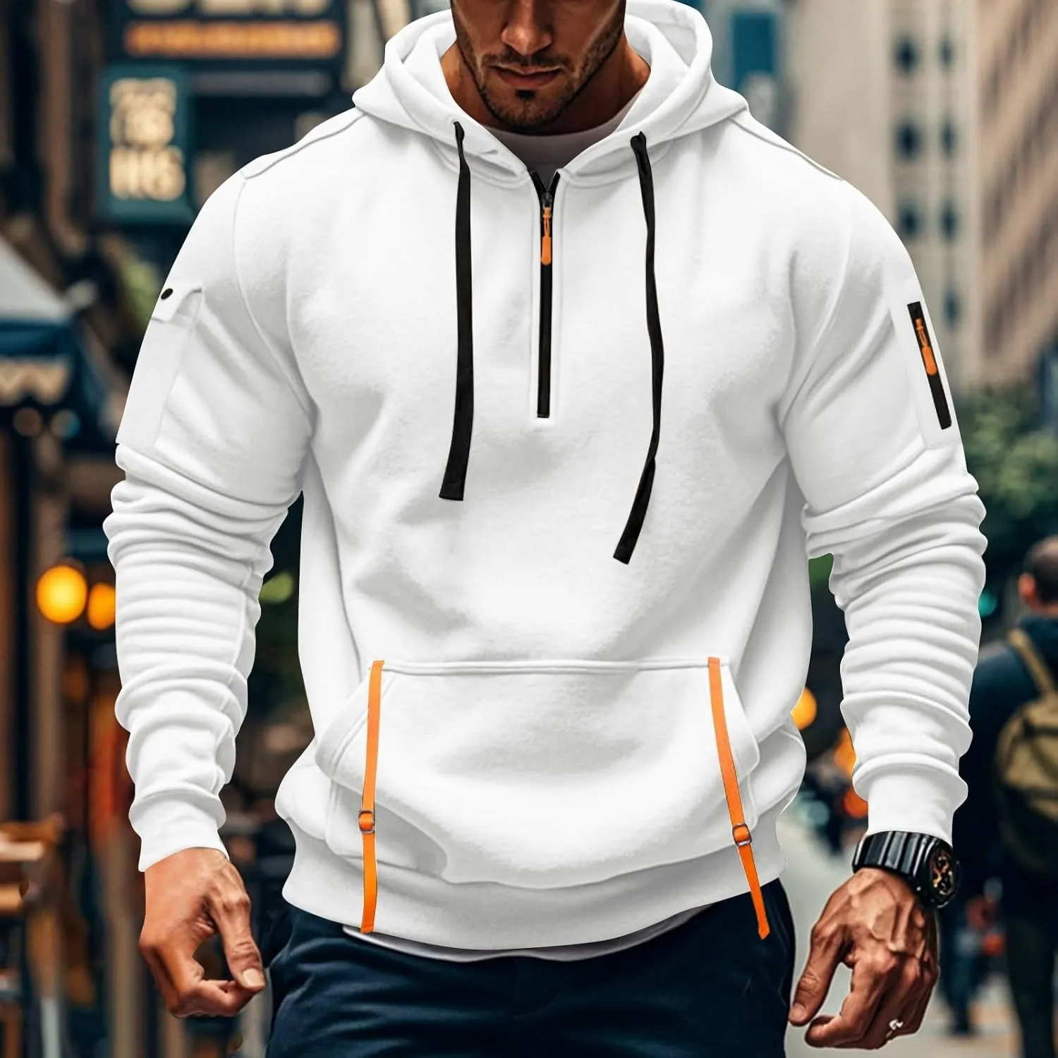 Men's Sweatshirts Long Sleeve Lightweight Drawstring Pullover Soft Comfy Outdoor Hoodies