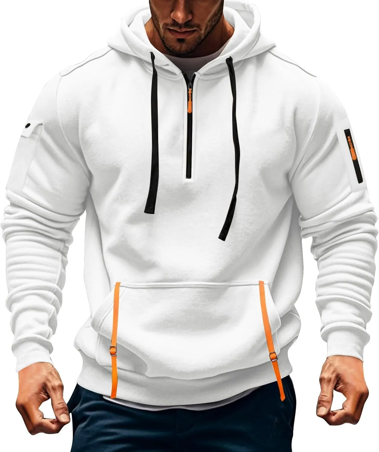 Men's Sweatshirts Long Sleeve Lightweight Drawstring Pullover Soft Comfy Outdoor Hoodies