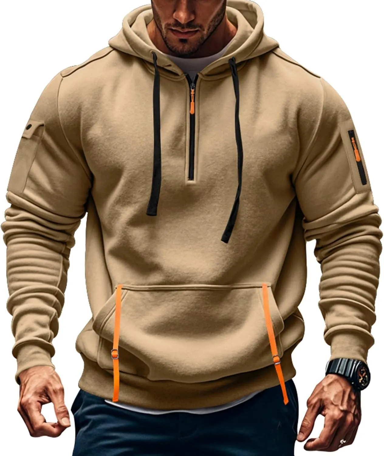 Men's Sweatshirts Long Sleeve Lightweight Drawstring Pullover Soft Comfy Outdoor Hoodies