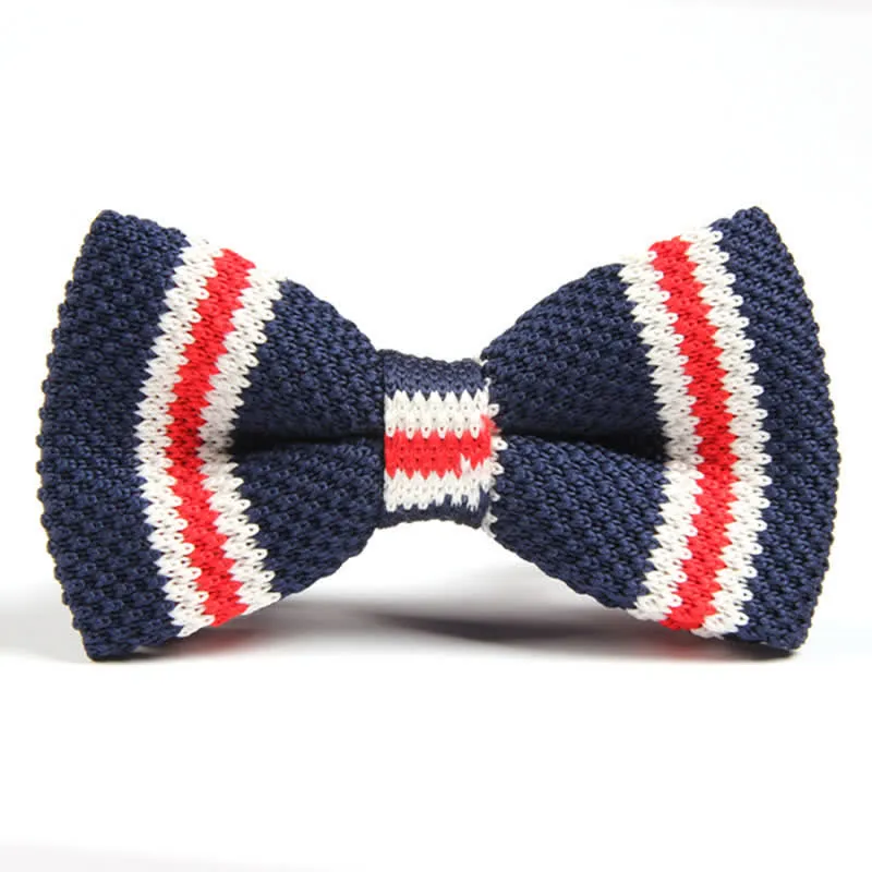 Men's Three Color Match Striped Knitted Bow Tie