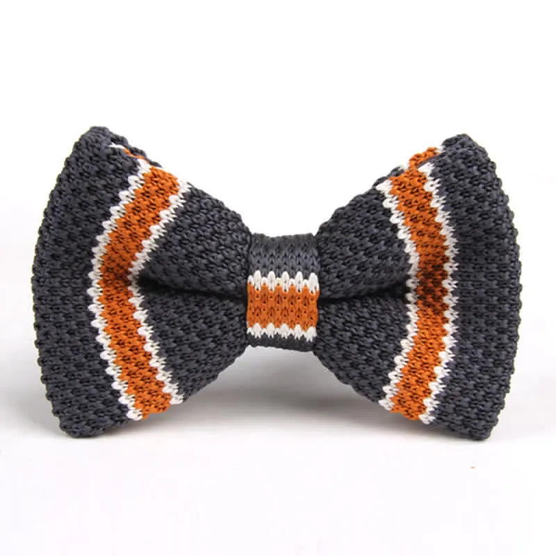 Men's Three Color Match Striped Knitted Bow Tie