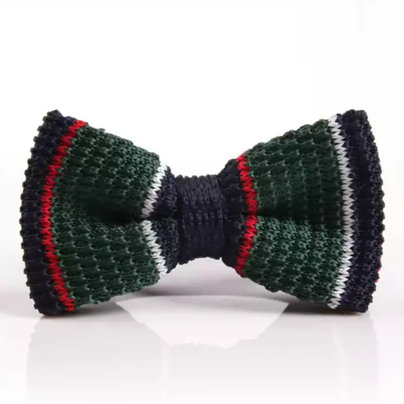 Men's Three Color Match Striped Knitted Bow Tie