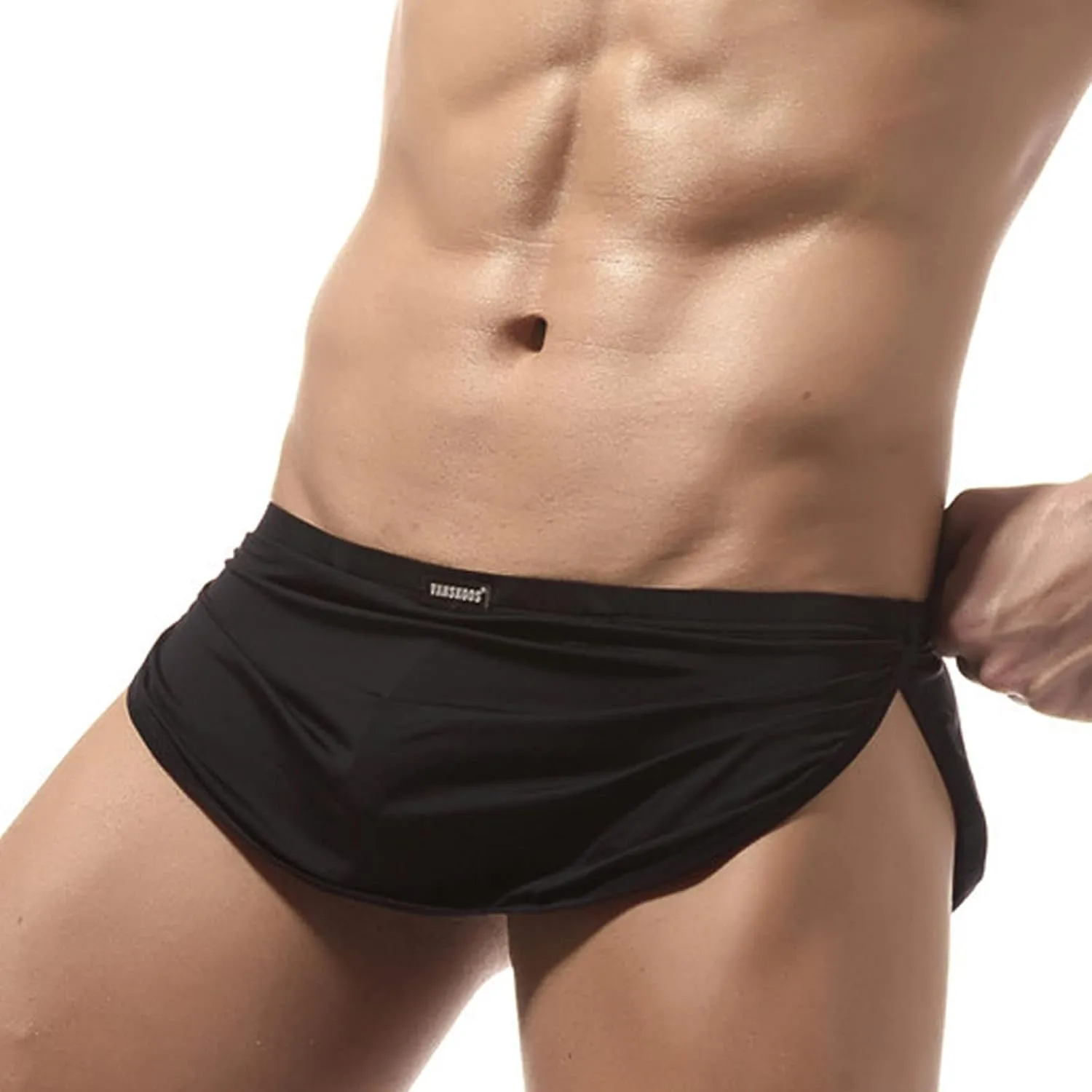 Men's Underwear Covered Waistband Boxer Briefs Low Waist Side Split Underpants Comfortable Soft Quick Dry Underwear Trunks