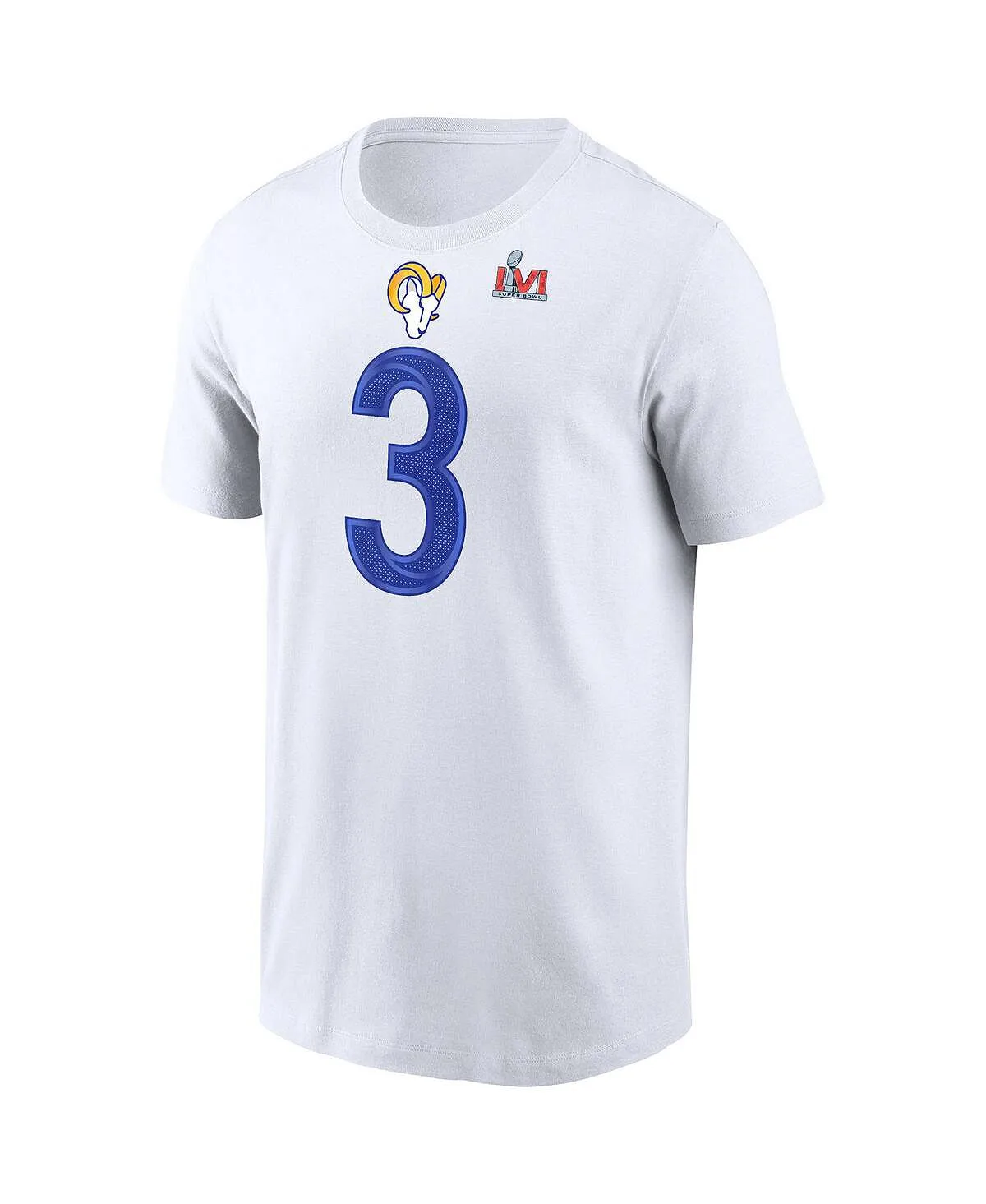 Men's white t-shirt odell beckham jr. los angeles rams super bowl lvi name number Nike, white