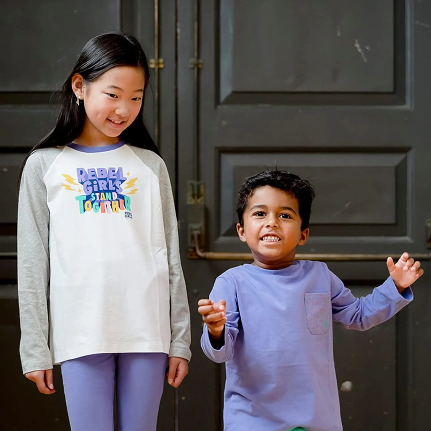 Mightly Boys and Girls' Long Sleeve Raglan Shirt | Organic Cotton, Colorful Casual Stylish Clothes, Soft&Fresh Crew Neck Tee
