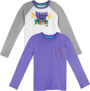 Mightly Boys and Girls' Long Sleeve Raglan Shirt | Organic Cotton, Colorful Casual Stylish Clothes, Soft&Fresh Crew Neck Tee