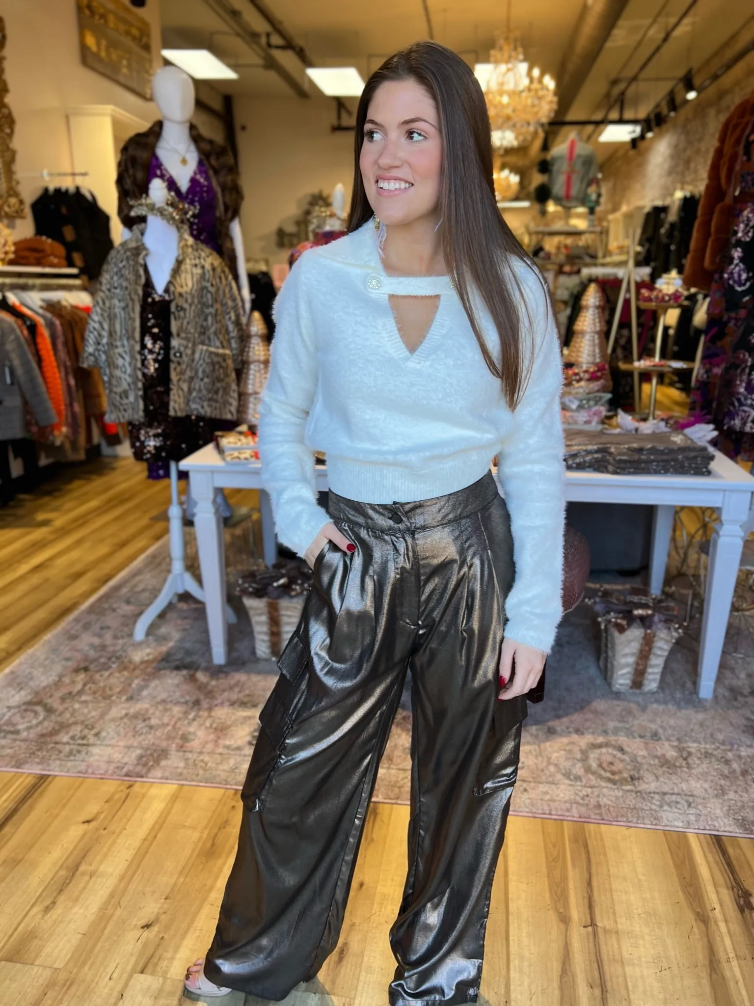 Mirrah Gold Metallic Cargo Pant