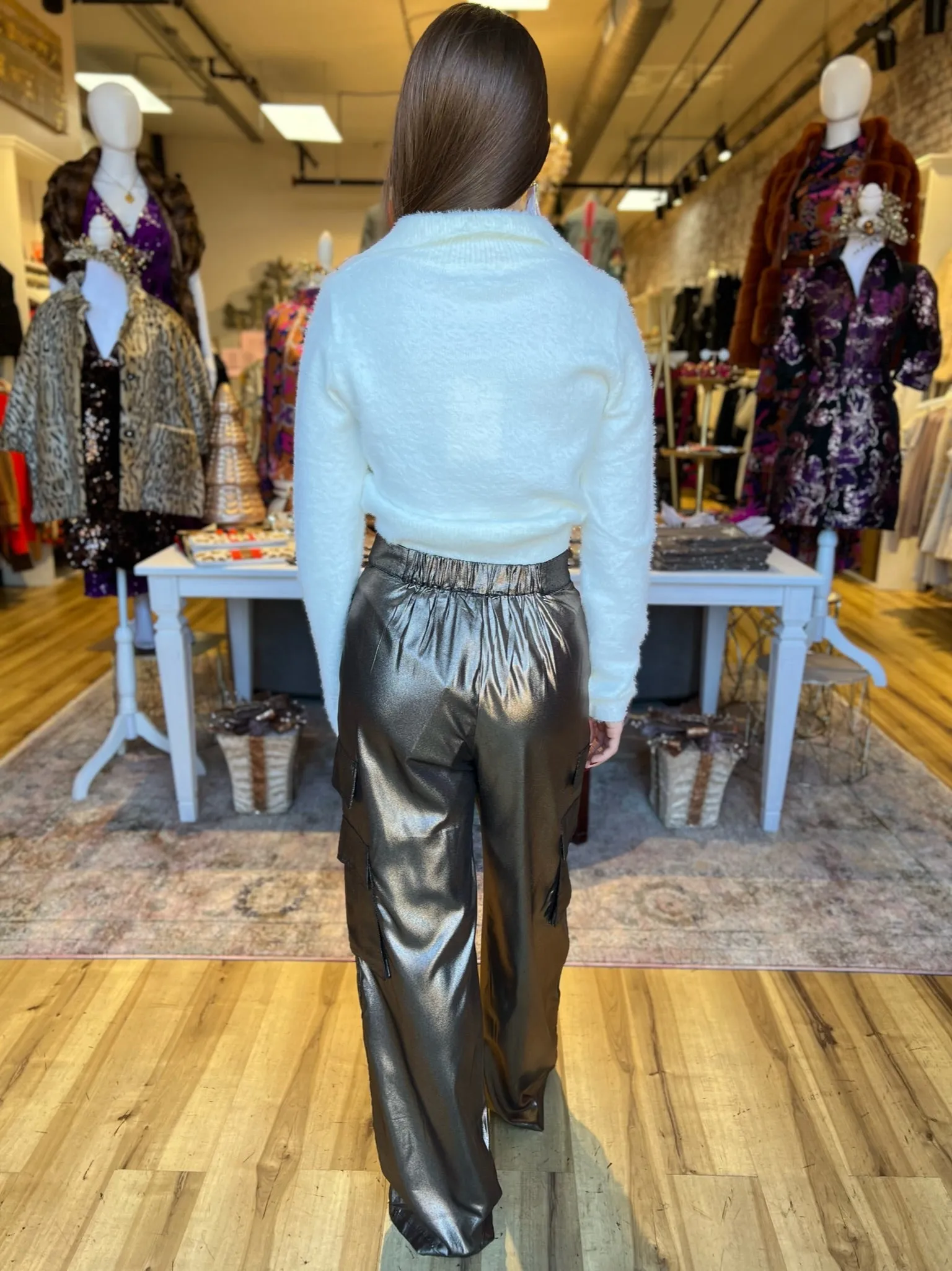 Mirrah Gold Metallic Cargo Pant