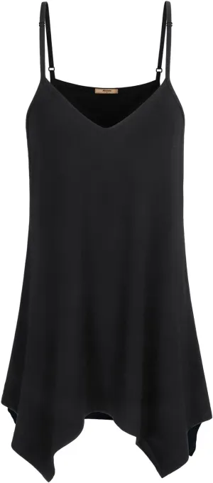 Miusey Womens Handkerchief Hem Sleeveless Flowy Tunic Tops Summer Casual Adjustable Spaghetti Strap Camisoles Long Tank Tops Miusey Womens Handkerchief Hem Sleeveless Flowy Tunic Tops Summer Casual Adjustable Spaghetti Strap Camisoles Long Tank Tops