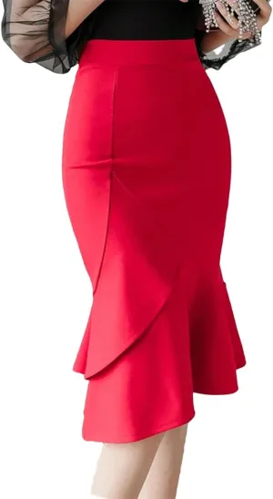 Mkjuuior Women's High Waist Bodycon Bridal Dress Korean Elegant Waisted Office Skirt