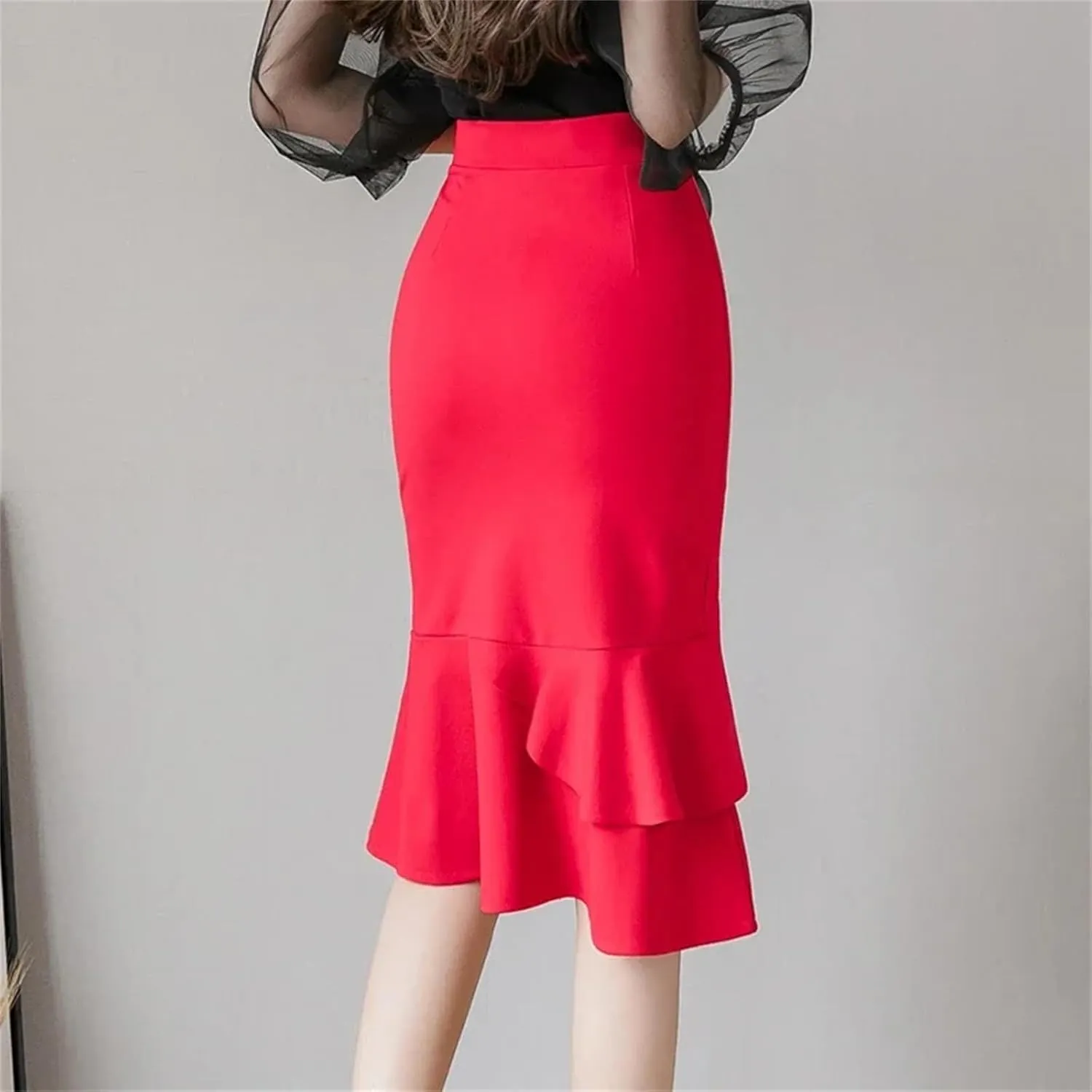 Mkjuuior Women's High Waist Bodycon Bridal Dress Korean Elegant Waisted Office Skirt