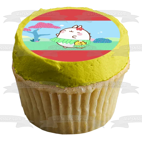 Molang and Piu Piu Wearing Skirts Edible Cake Topper Image ABPID55370
