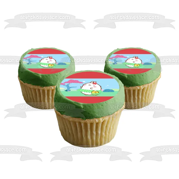 Molang and Piu Piu Wearing Skirts Edible Cake Topper Image ABPID55370