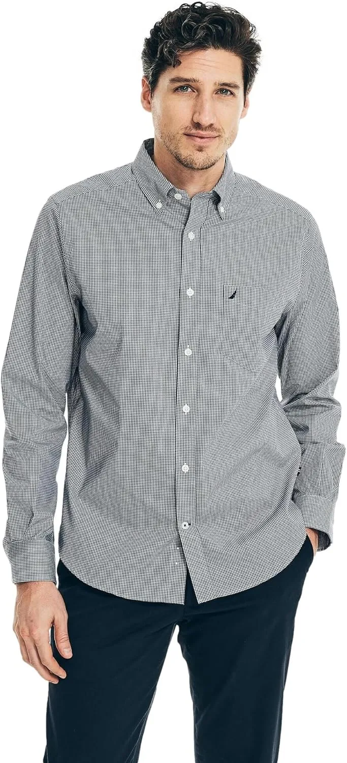 Nautica Men's Wrinkle Resistant Long Sleeve Button Front Shirt