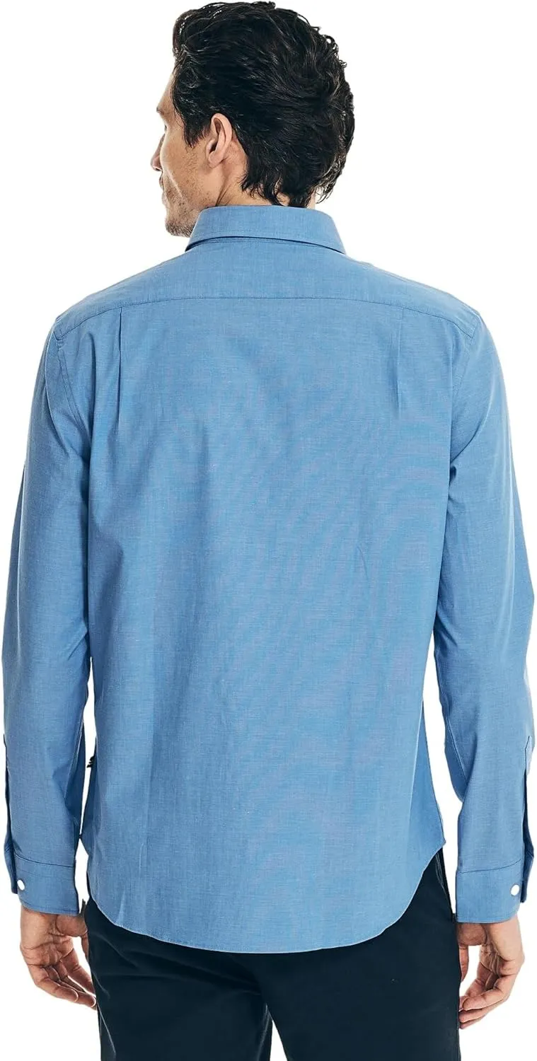 Nautica Men's Wrinkle Resistant Long Sleeve Button Front Shirt