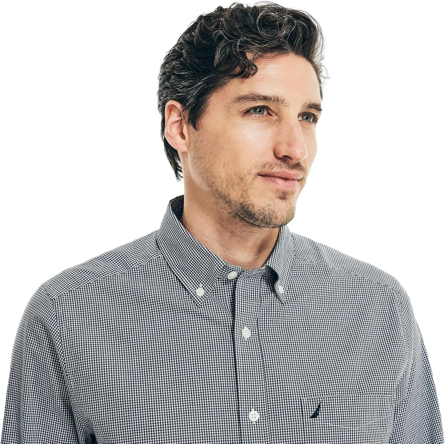 Nautica Men's Wrinkle Resistant Long Sleeve Button Front Shirt