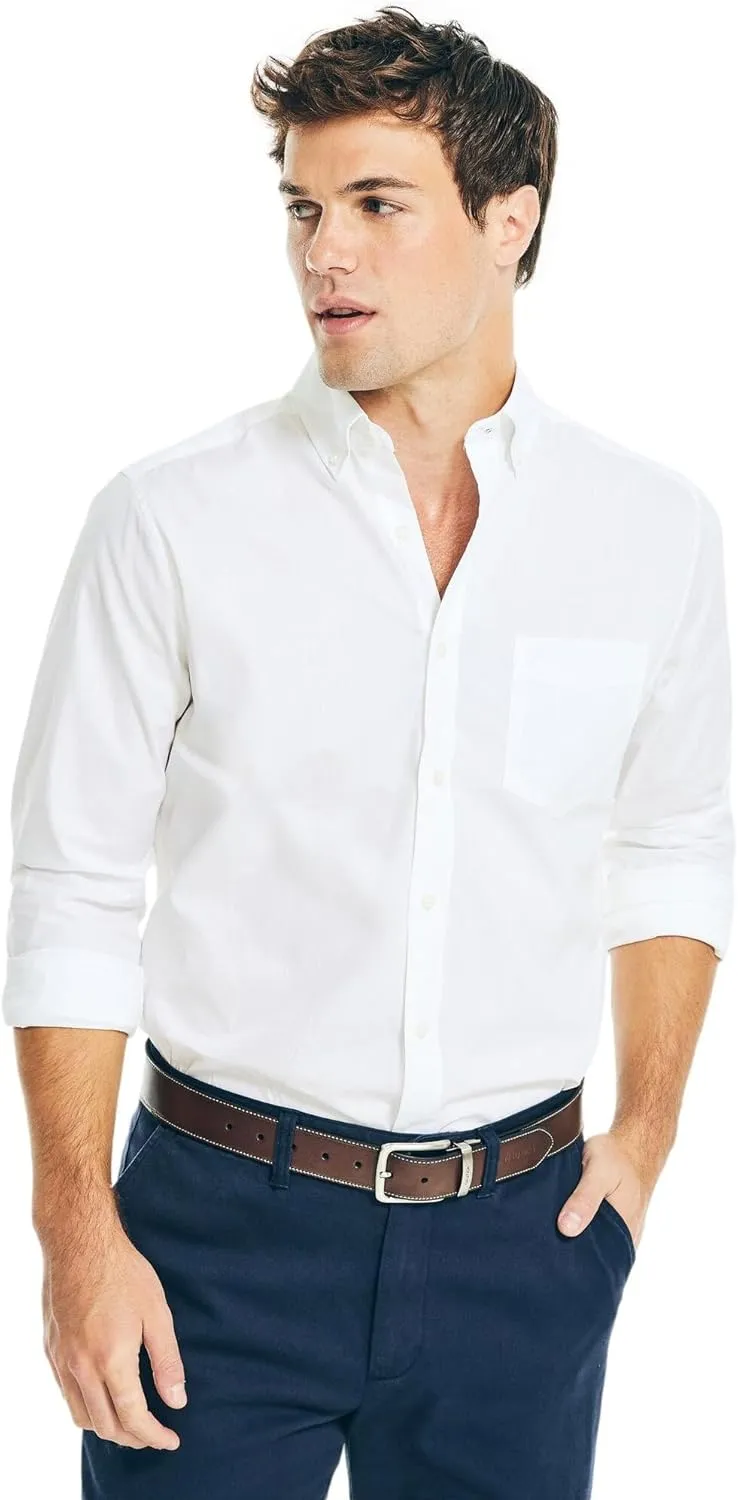 Nautica Men's Wrinkle Resistant Long Sleeve Button Front Shirt