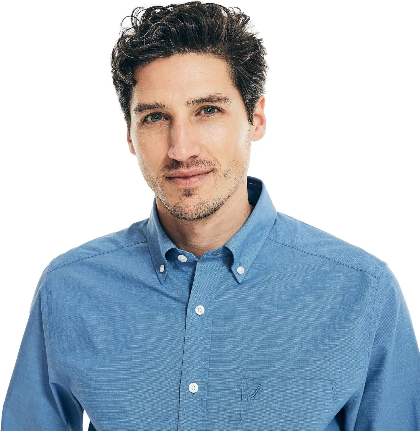 Nautica Men's Wrinkle Resistant Long Sleeve Button Front Shirt