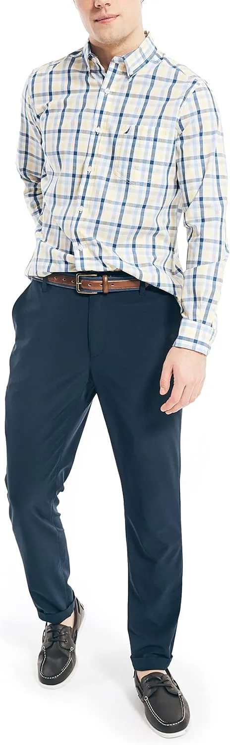 Nautica Men's Wrinkle Resistant Long Sleeve Button Front Shirt